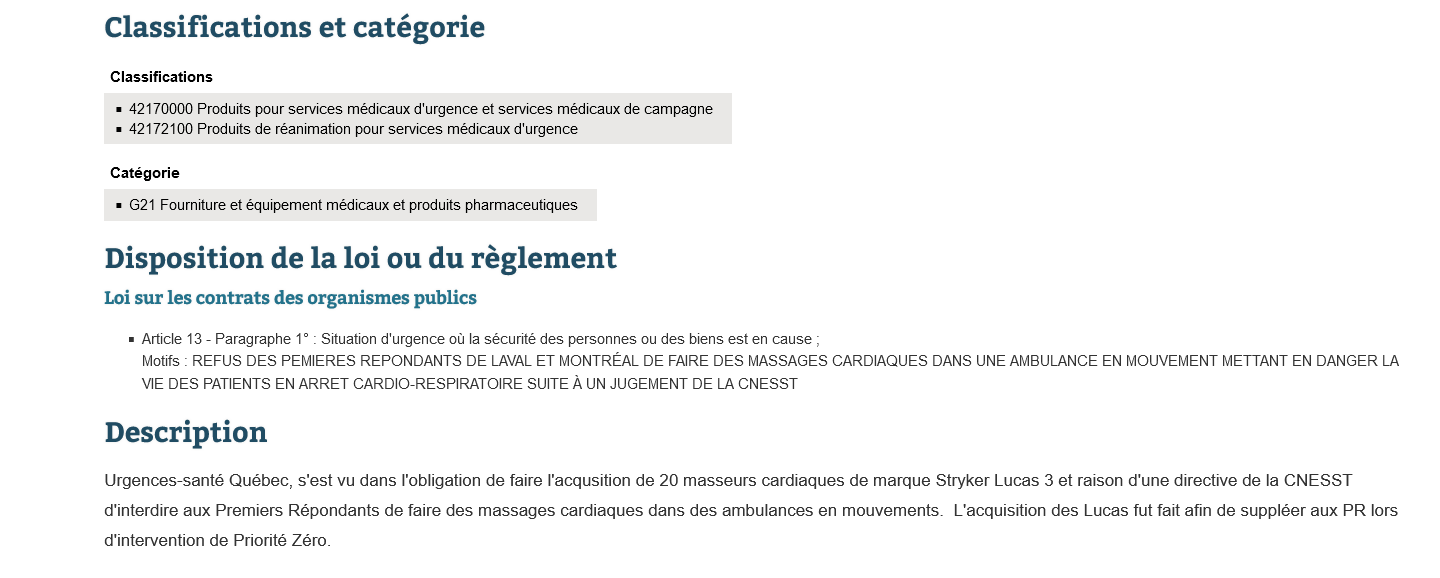 La vraie raison de l'achat des appareils LUCAS par Urgences-santé